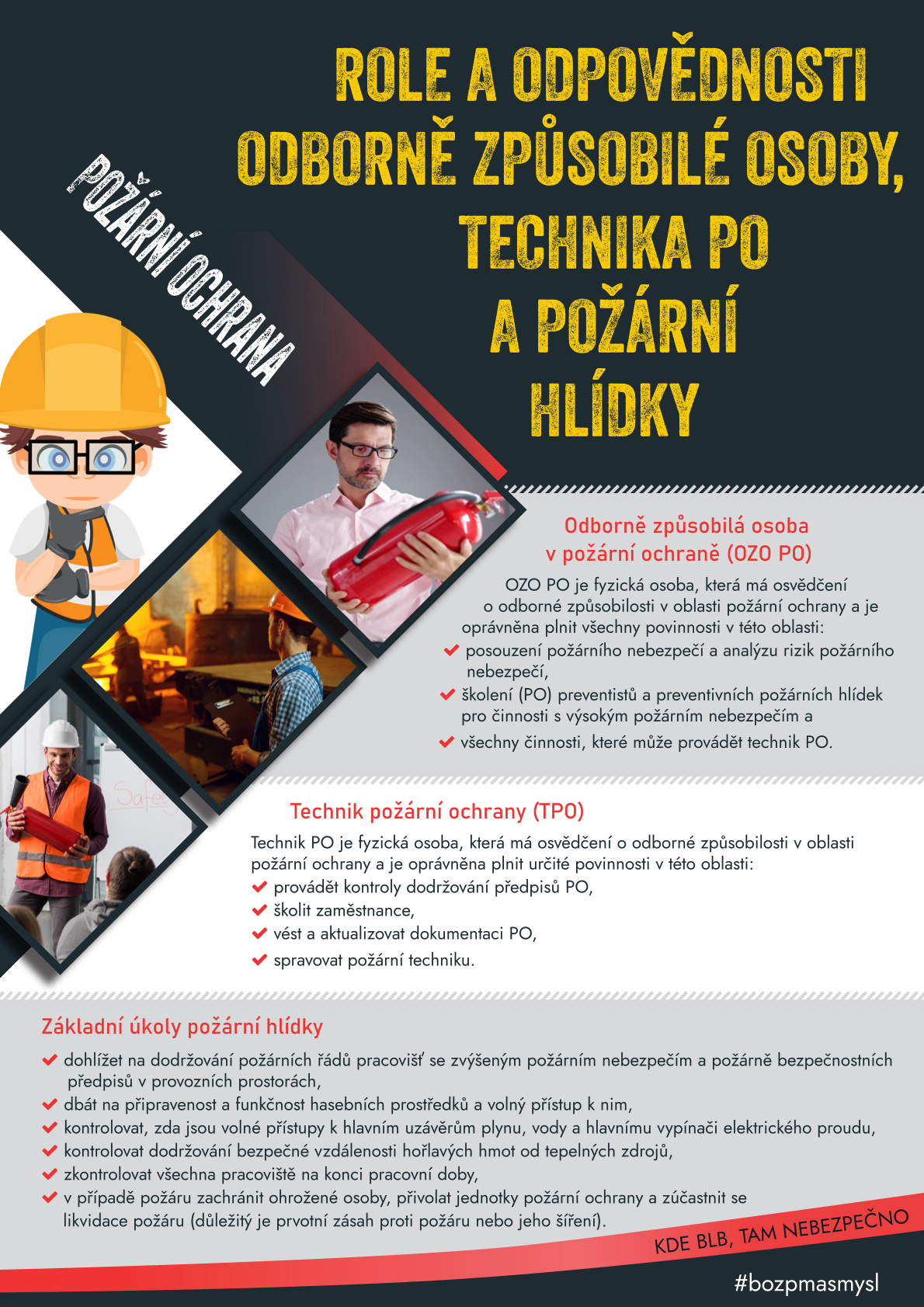 Role a odpovědnosti odborně způsobilé osoby, technika PO a požární hlídky