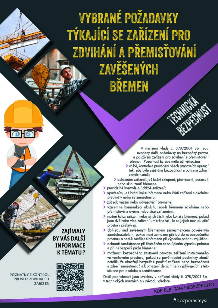 thumbnail of Vybrané požadavky týkající se zařízení pro zdvihání a přemisťování zavěšených břemen