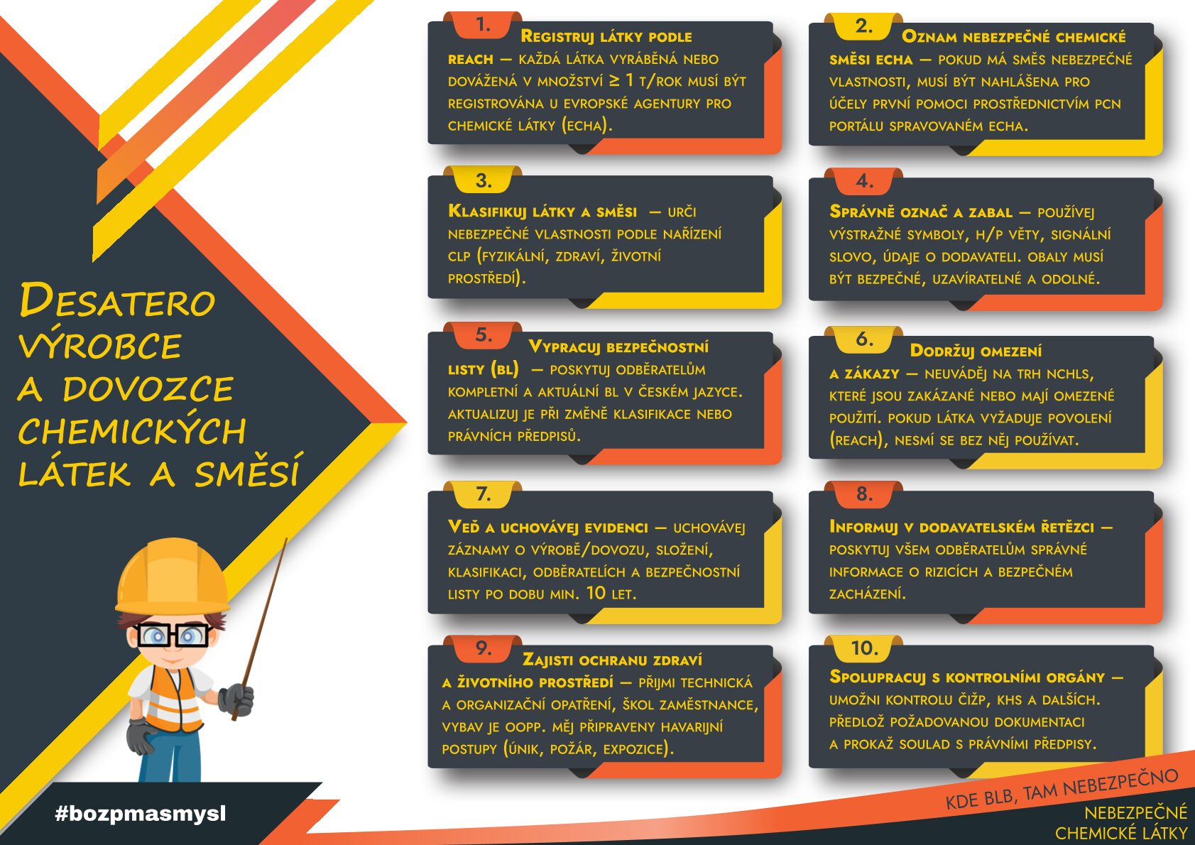 Desatero výrobce a dovozce chemických látek a směsí