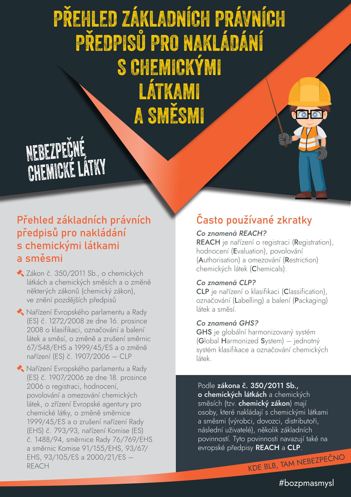 Přehled základních právních předpisů pro nakládání s chemickými látkami a směsmi